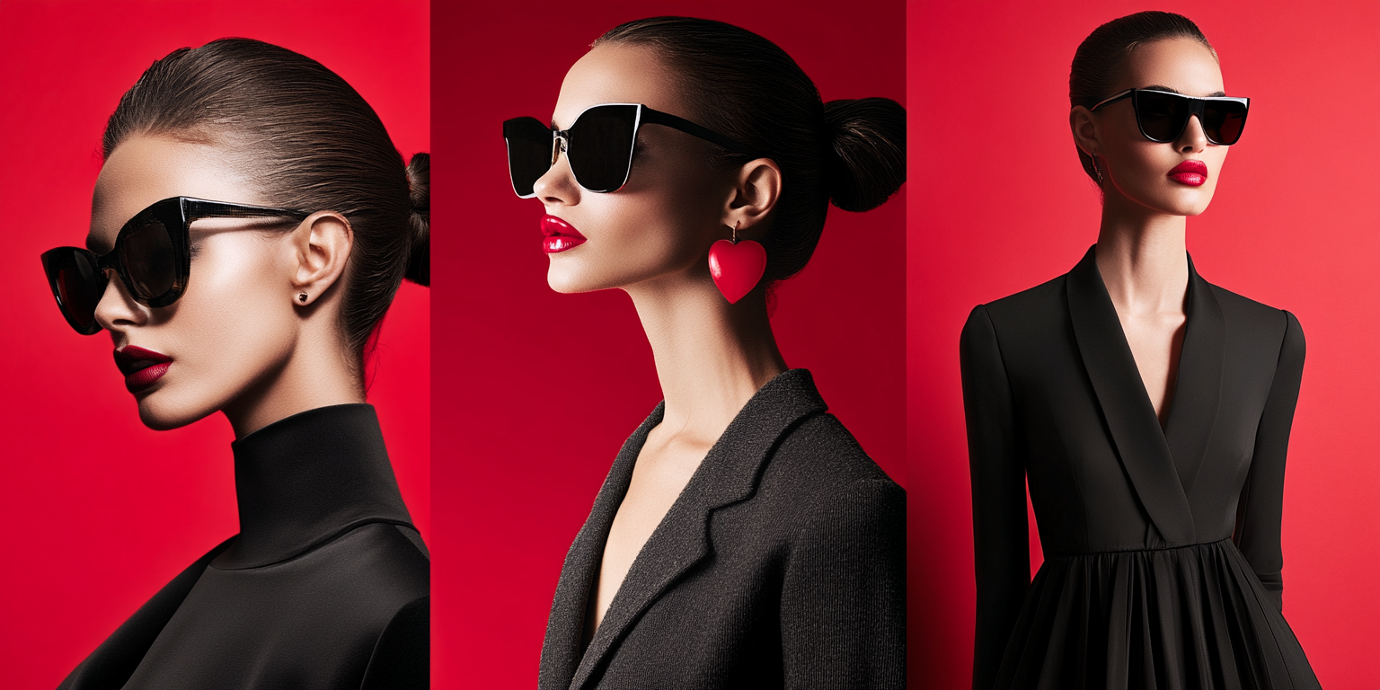 A collage of fashion products maintaining consistent brand tone, color, and style through AI-generated marketing images.